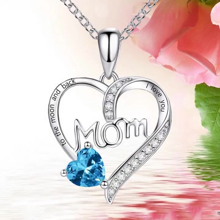 Mother's Day Gifts Love Heart Pendant Necklaces I Love You Mom to The Moon and Back