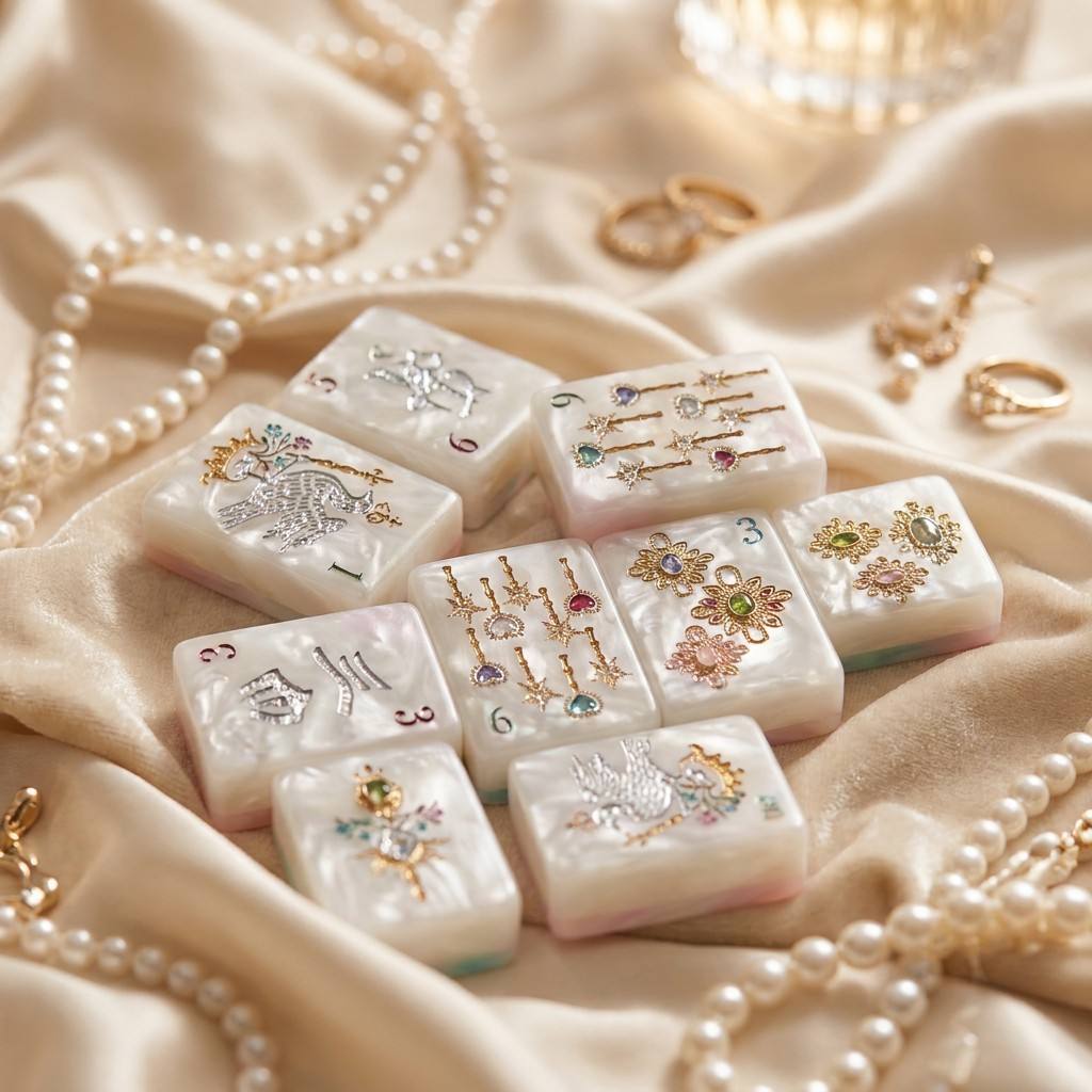 2026Luxury American Mahjong Set 160 Pearl Acrylic Tiles Royal Crown Jewel Gemstone Theme