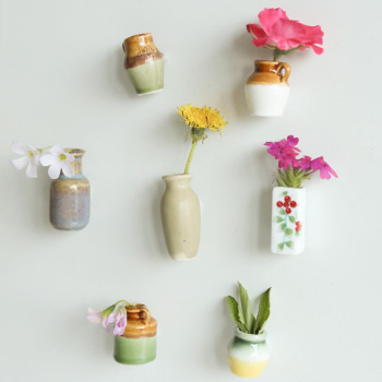 Mother's Day Gift Magnetic Ceramic Fridge Magnet Jingdezhen Ceramic Vase Fridge Magnet Mini Ceramic Flower Vase Fridge Magnet