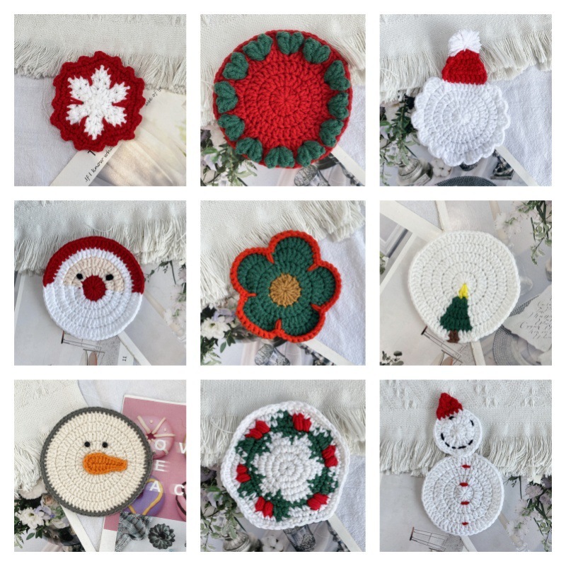 Handmade Crochet Christmas Coasters Artisan-Made Holiday Crochet Decorations with Holiday Cheer Christmas Decorations