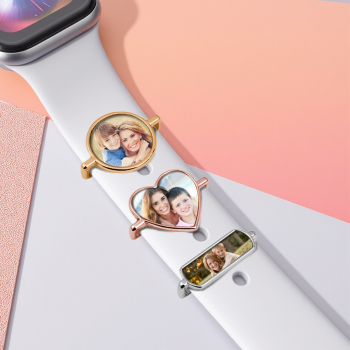 Mother's Day Gifts Custom Photo Engraved Watch Strap Charm Personalized Smartwatch Beaded Accessory Photo Apple Watch Charms