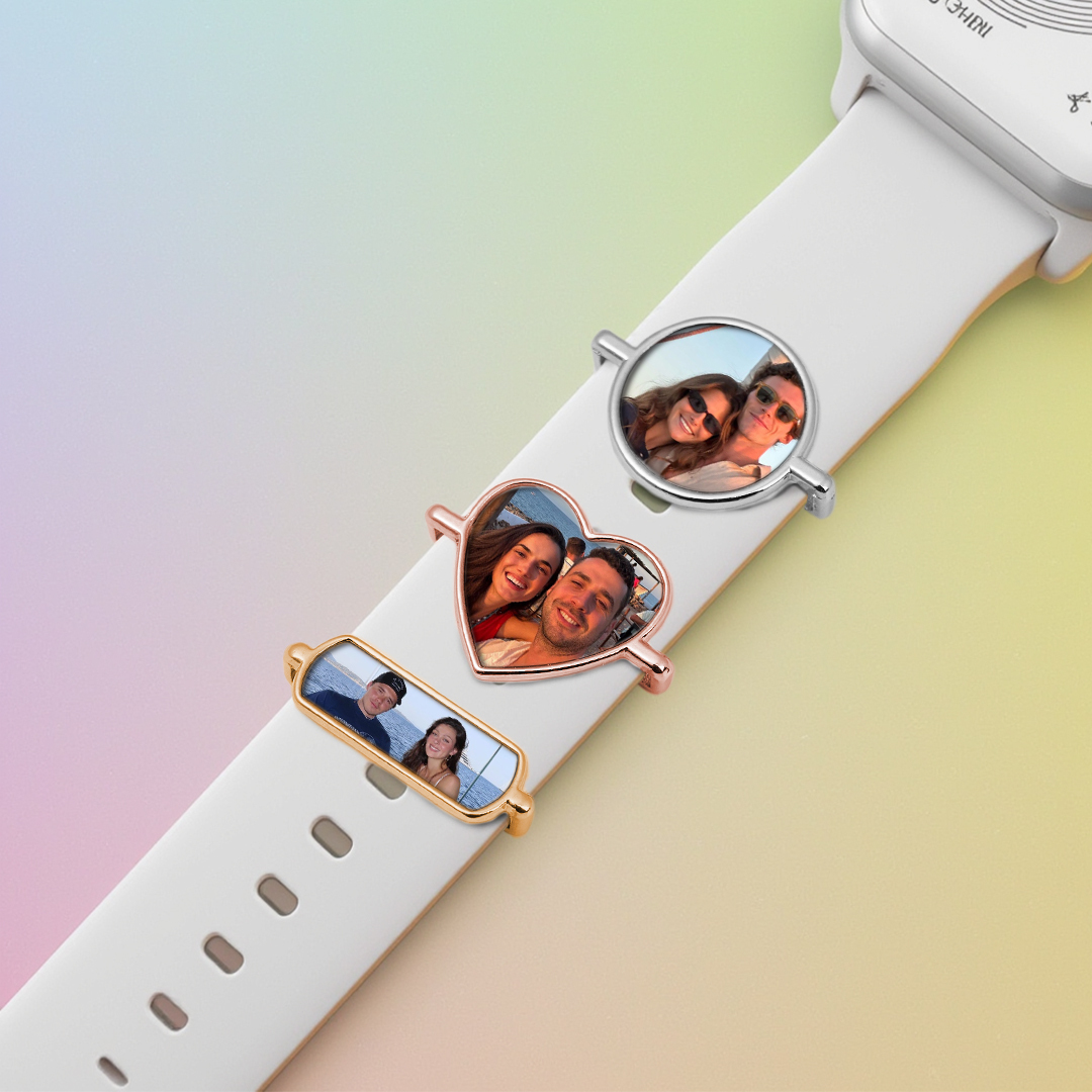 Birthday Gifts Custom Photo Engraved Watch Strap Charm Personalized Smartwatch Beaded Accessory Photo Apple Watch Charms