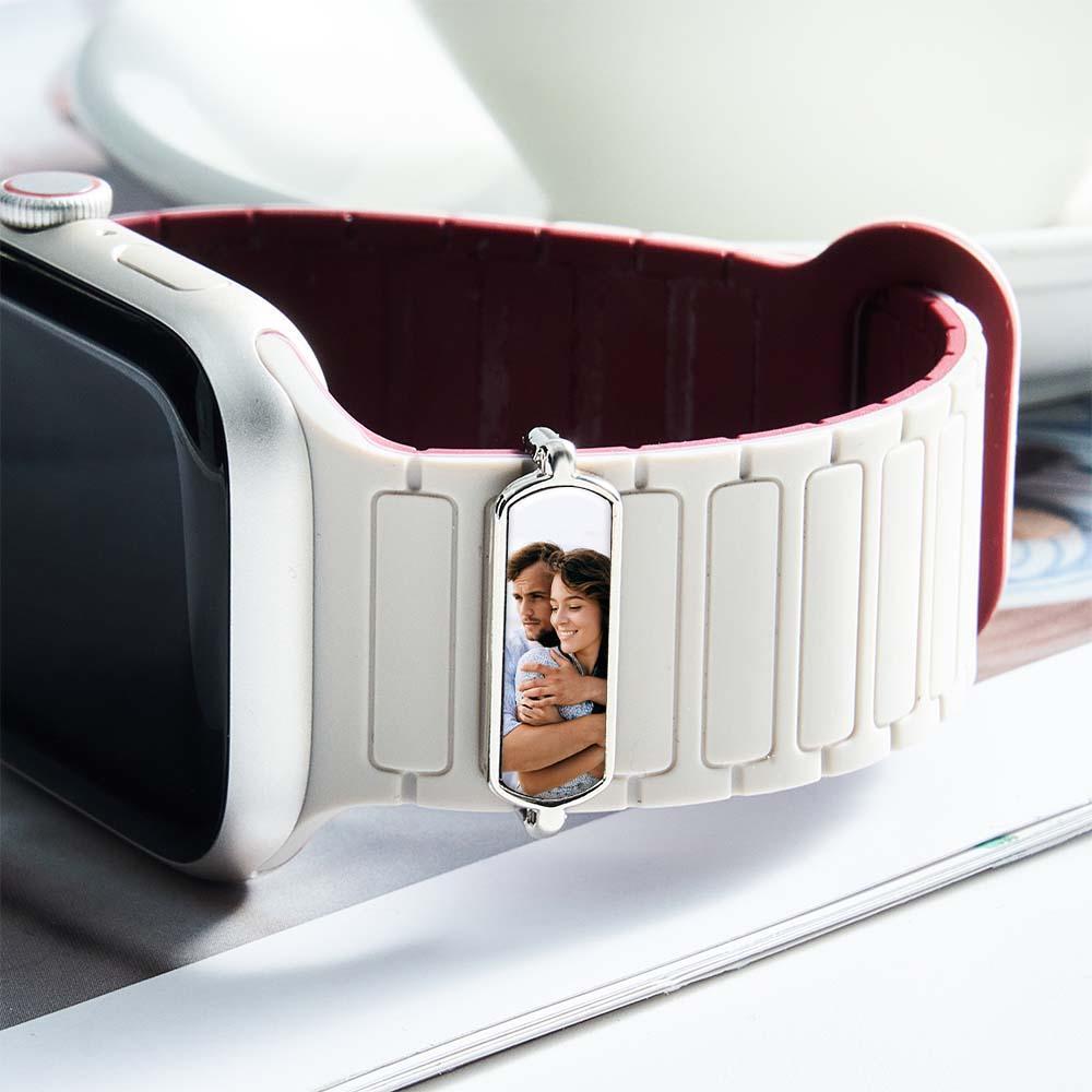Custom Photo Engraved Watch Strap Charm - Personalized Smartwatch Beaded Accessory