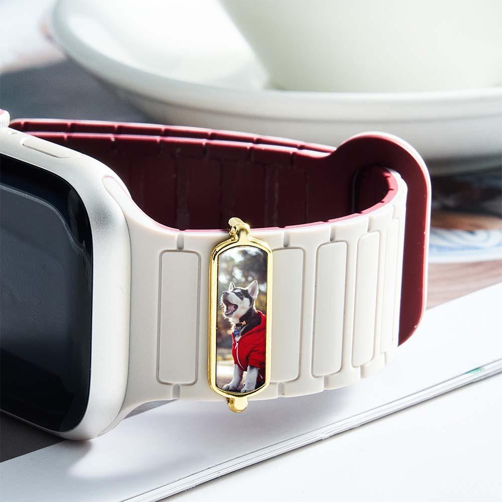 Custom Photo Engraved Watch Strap Charm - Personalized Smartwatch Beaded Accessory
