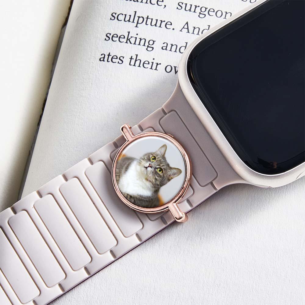 Custom Photo Engraved Watch Strap Charm - Personalized Smartwatch Beaded Accessory