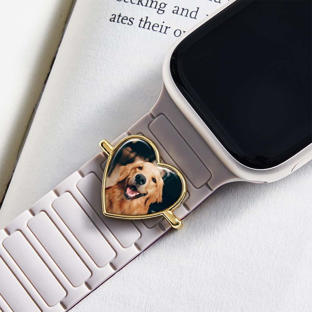 Custom Photo Engraved Watch Strap Charm - Personalized Smartwatch Beaded Accessory