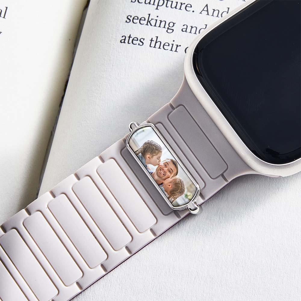Custom Photo Engraved Watch Strap Charm - Personalized Smartwatch Beaded Accessory