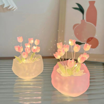 DIY Tulip Night Light Kit Handmade Flower Pot Lamp Creative Handcrafted Tulip Flower LED Lamp DIY Material Pack