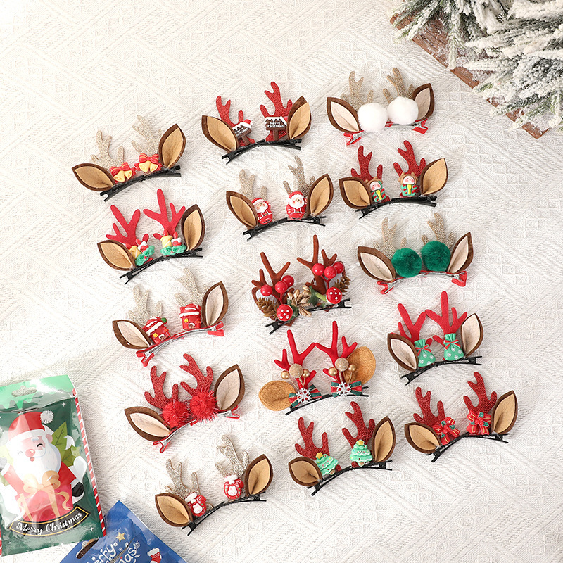 Christmas Reindeer Antler Hair Clips Adorable Christmas Deer Ear Hair Barrettes Festive Holiday Hair Accessories (BOGO Free!)