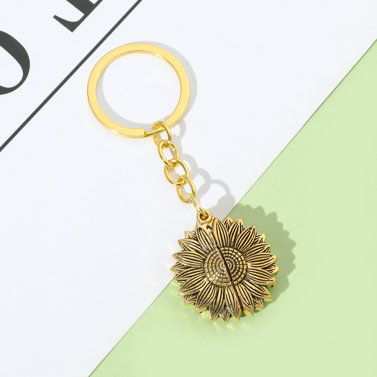 Personalized Sunflower Locket Keychain Custom Engraved Inside Neckalce Keep Going Sunflower Jewelry