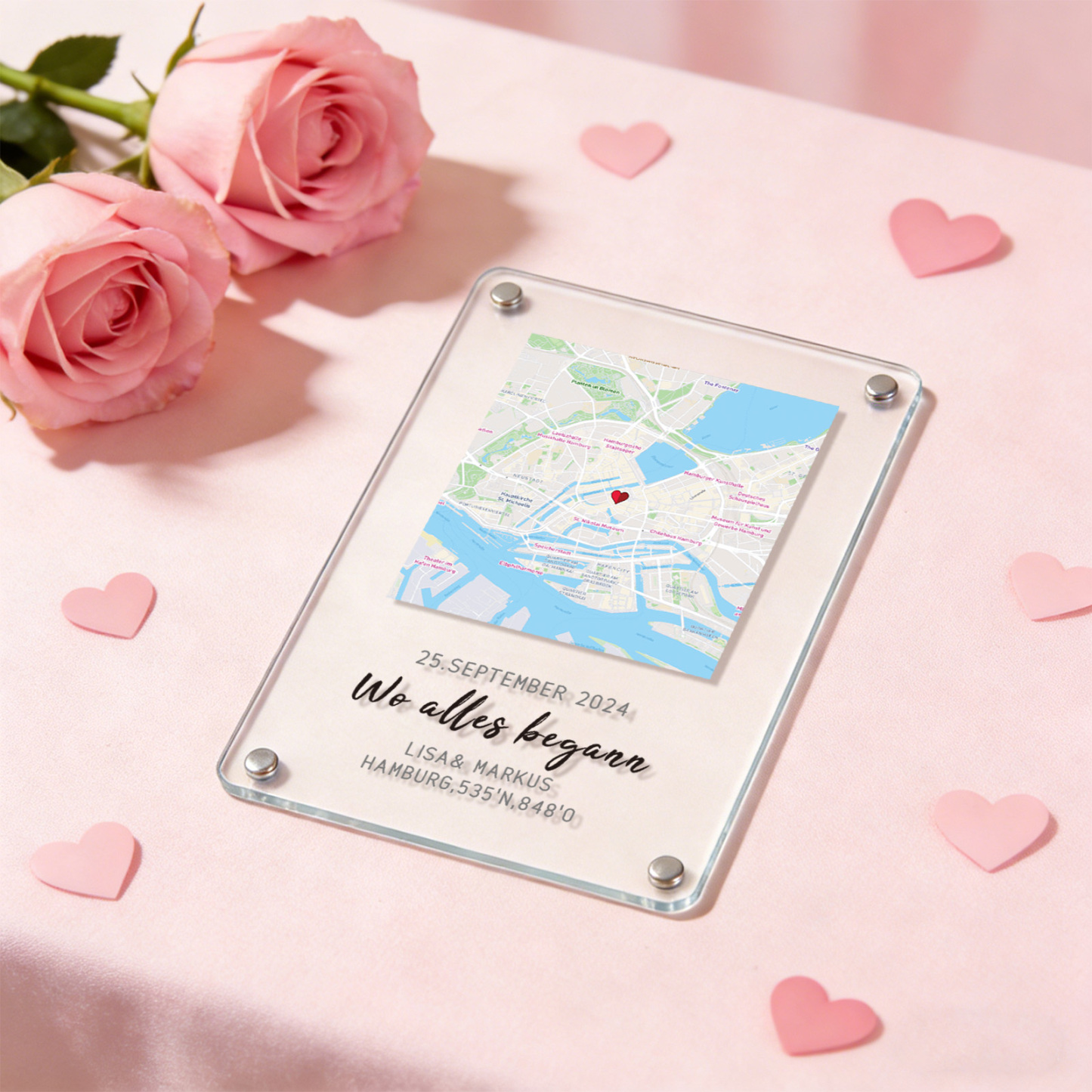 Custom Acrylic Location Magnet for Fridge – Personalized Map Travel Valentine's Day Gift