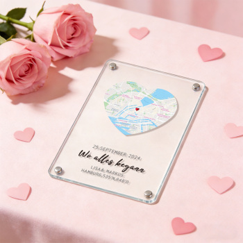 Custom Acrylic Location Magnet for Fridge – Personalized Map Travel Valentine's Day Gift
