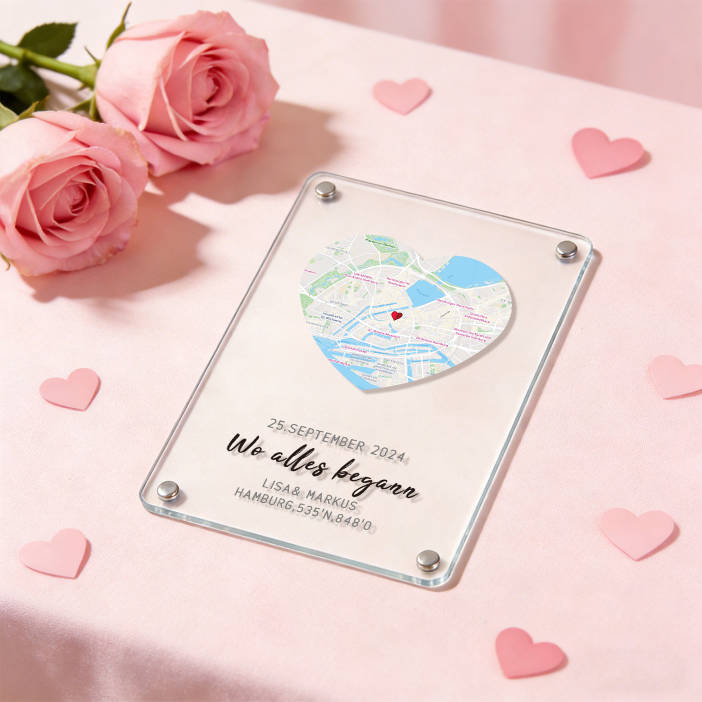 Custom Acrylic Location Magnet for Fridge – Personalized Map Travel Valentine's Day Gift