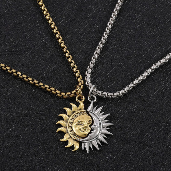 Sun and Moon Celestial Jewelry Set Asymmetrical Hoop Earrings & Matching Necklace for Couples Celestial Jewelry Boho Sun-Moon Necklace