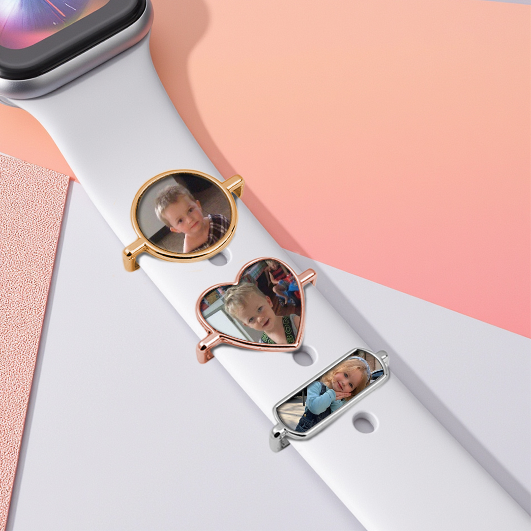 Custom Kid Photo Engraved Watch Strap Charm Personalized Smartwatch Beaded Accessory Photo Apple Watch Charms