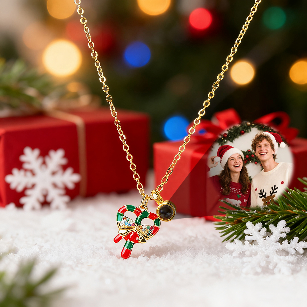 Custom Photo Projection Christmas Necklace Personalized Engraved Photo Christmas Projector Pendant Surprise Gifts for Her