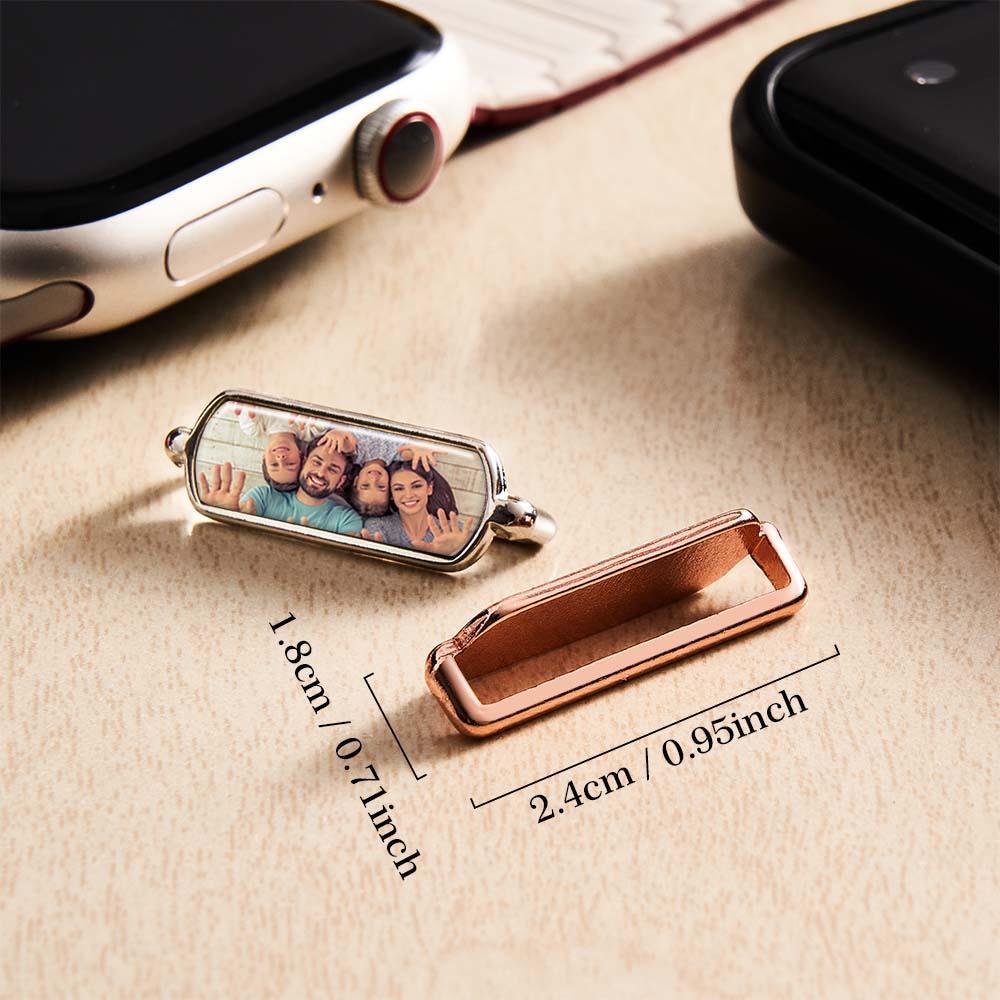 Custom Photo Engraved Watch Strap Charm - Personalized Smartwatch Beaded Accessory