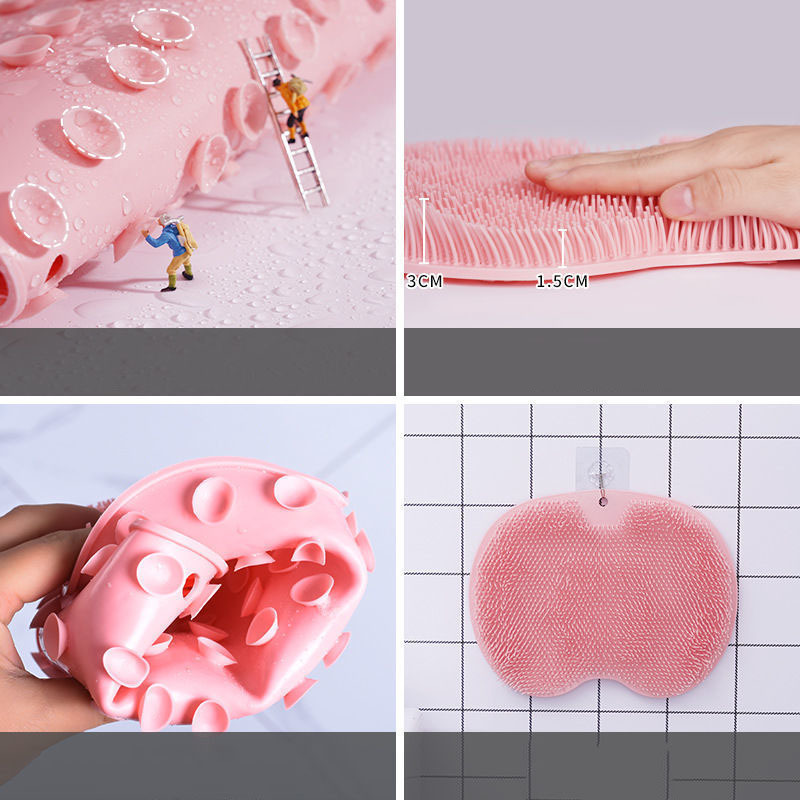 Silicone Shower Back Scrubber Wall-Mounted Exfoliating & Massaging Bath Mat