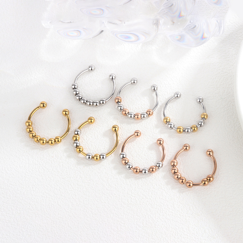 Stylish Fidget Ring Stainless Steel Beaded Anxiety Ring Worry Bead Fidget Ring Unisex Anti-Anxiety Ring