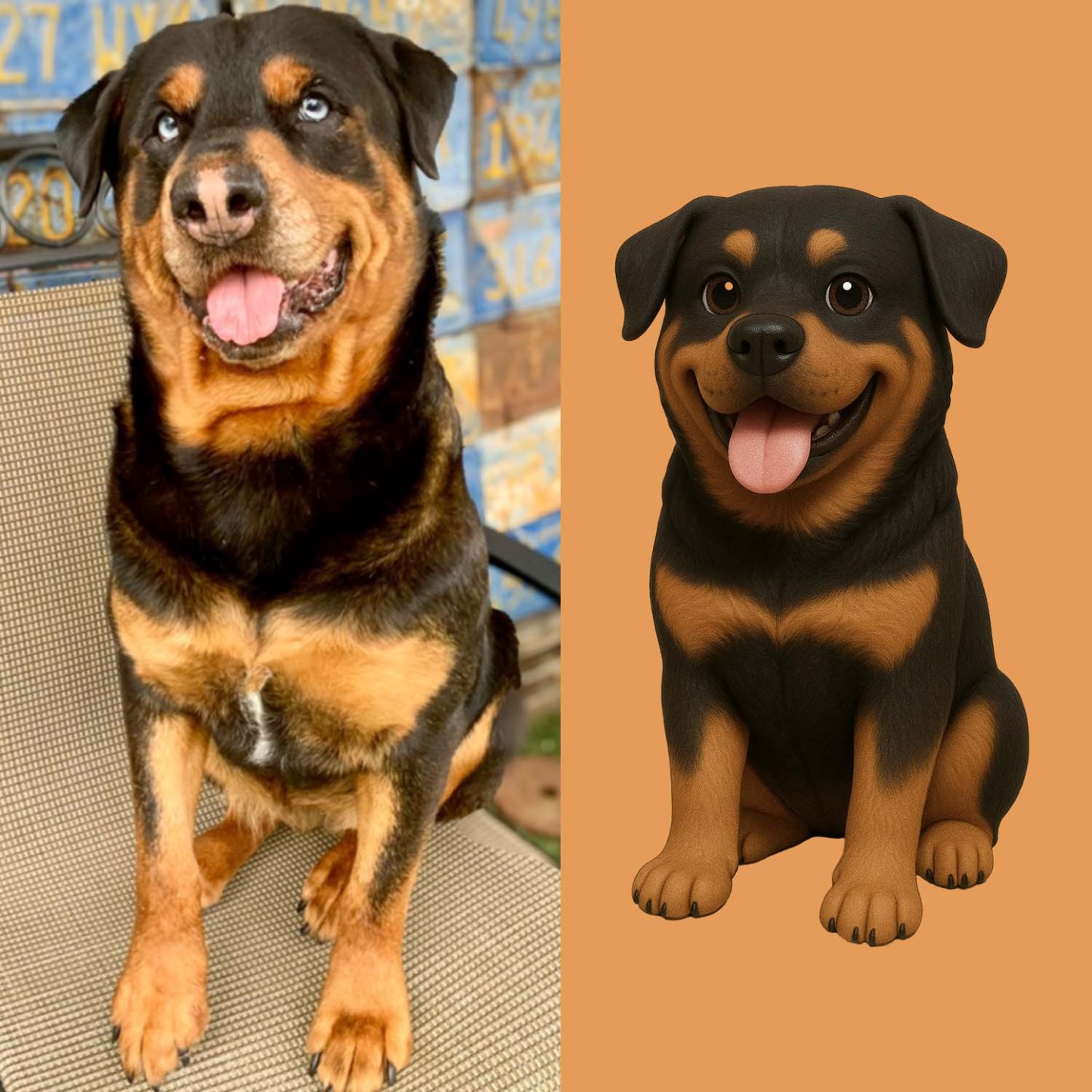 Custom Pet Action Figure Personalized 3D Printed Figurine from AI Photo Romantic and Fun Custom Doy 3D Printed Figurine