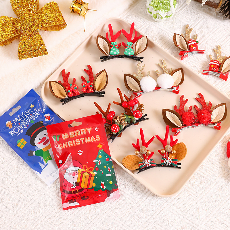 Christmas Reindeer Antler Hair Clips Adorable Christmas Deer Ear Hair Barrettes Festive Holiday Hair Accessories (BOGO Free!)