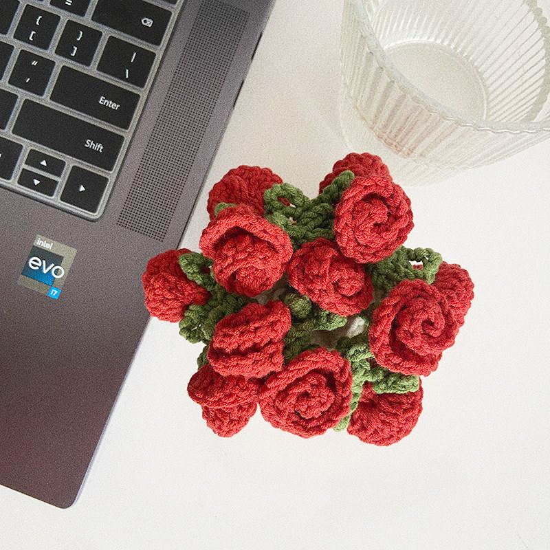 Mother's Day Gifts Handmade Crochet Rose Bouquet Coaster Set Transformable Floral Coaster & Home Decor Unique Eco-Friendly Gift