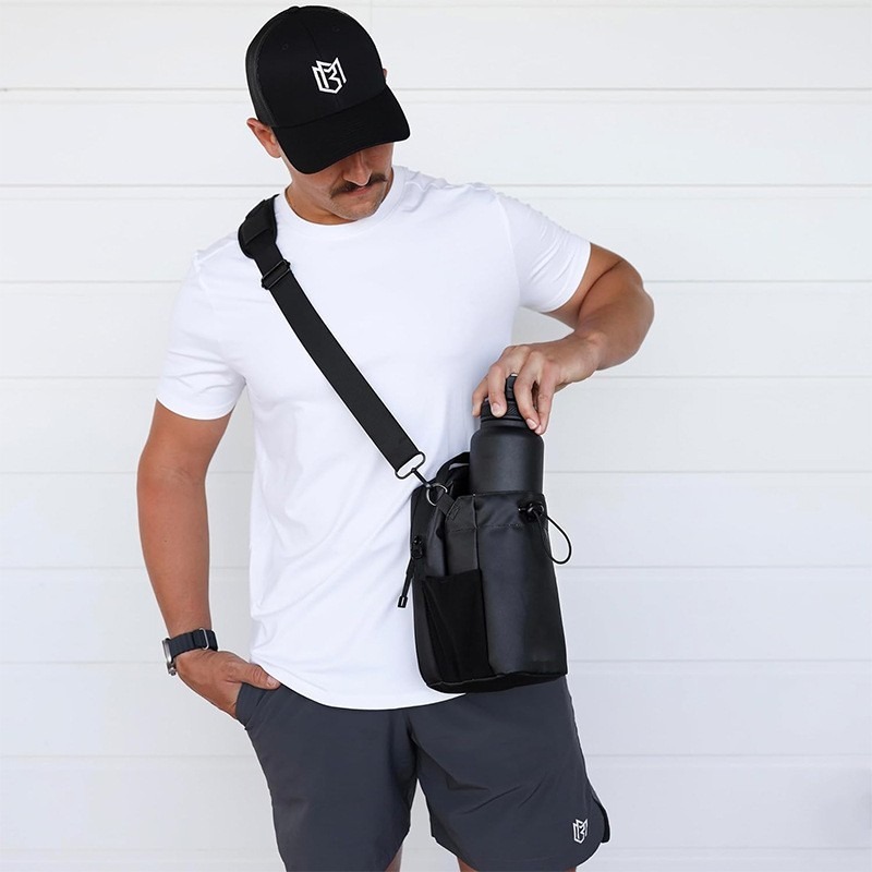 Magnetic Gym Water Bottle Bag 3 Magnet Hands Free Fitness Pouch Secure Workout Organizer Phone Key Card Storage