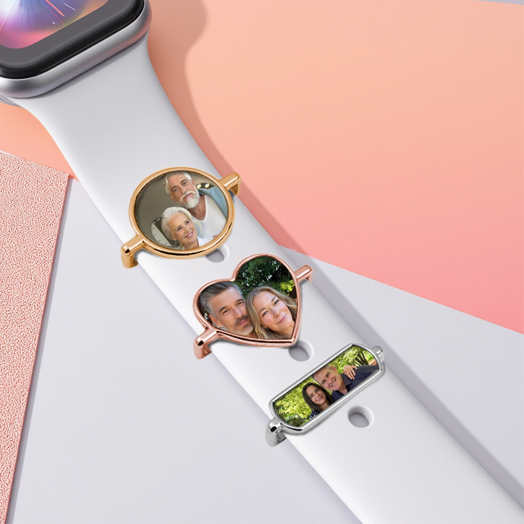 Gifts for Her Custom Photo Engraved Watch Strap Charm Personalized Smartwatch Beaded Accessory Photo Apple Watch Charms