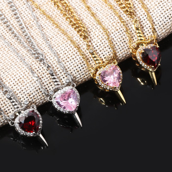 "Love's Pierce" Magnetic Heart & Sword Couple Necklace Set "One Heart, One Blade" Love Connection Necklaces 