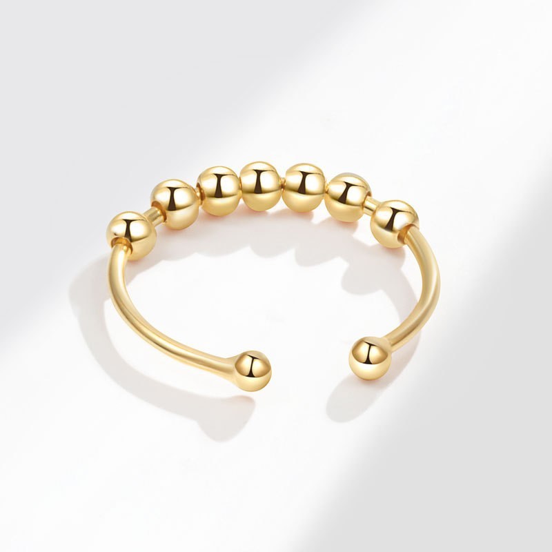 Stylish Fidget Ring Stainless Steel Beaded Anxiety Ring Worry Bead Fidget Ring Unisex Anti-Anxiety Ring