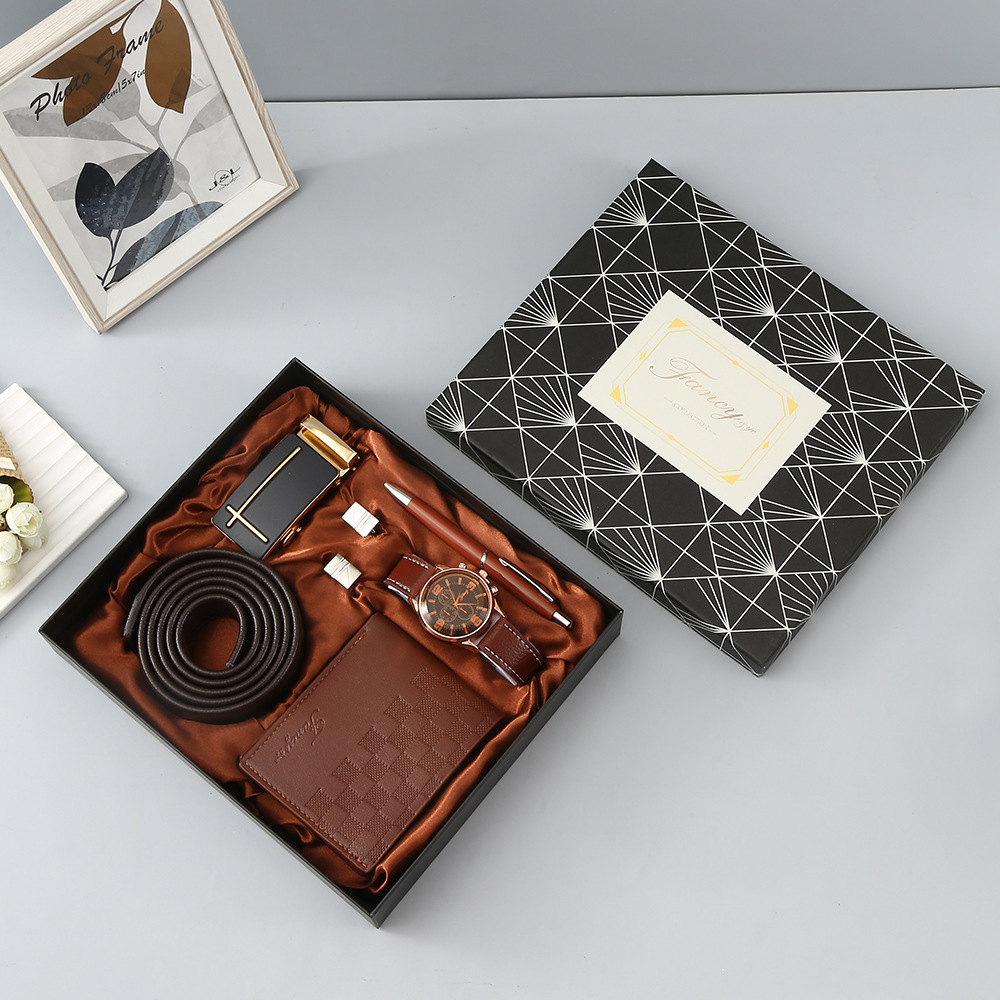 Father's Day Gifts The Ultimate Men's Gift Set: Wallet, Belt, Watch, Keychain, Pen & Cuff links Sophisticated 7-Piece Men's Accessories Gift Box