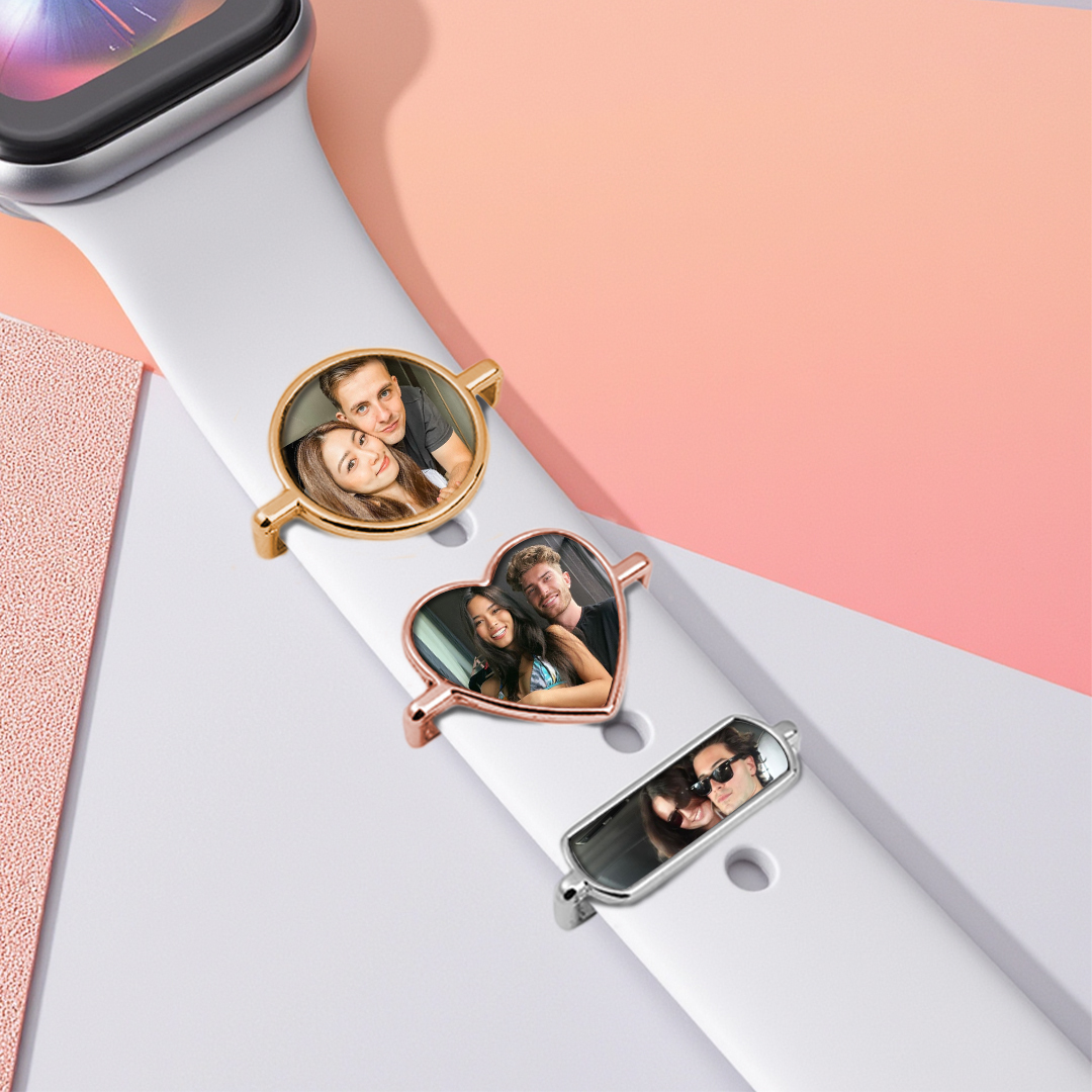 Gifts for Girlfriends Custom Photo Engraved Watch Strap Charm Personalized Smartwatch Beaded Accessory Photo Apple Watch Charms