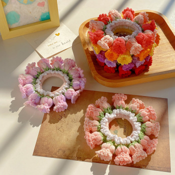 Mother's Day Gifts Hand-Woven Lily Of The Valley Wool Large Intestine Hair Ring High Elastic Ponytail Hair Ring