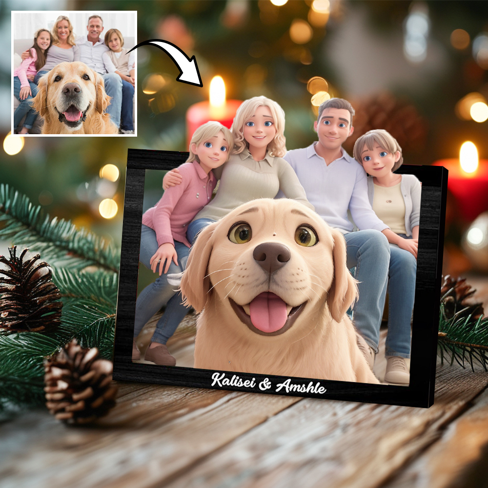 Custom Photo 3D Cartoon Portrait Gift Personalized Cartoon Style 3D Photo Wooden Frame Sign Comic Photo Frame Family Gift - MyFaceBoxerUK