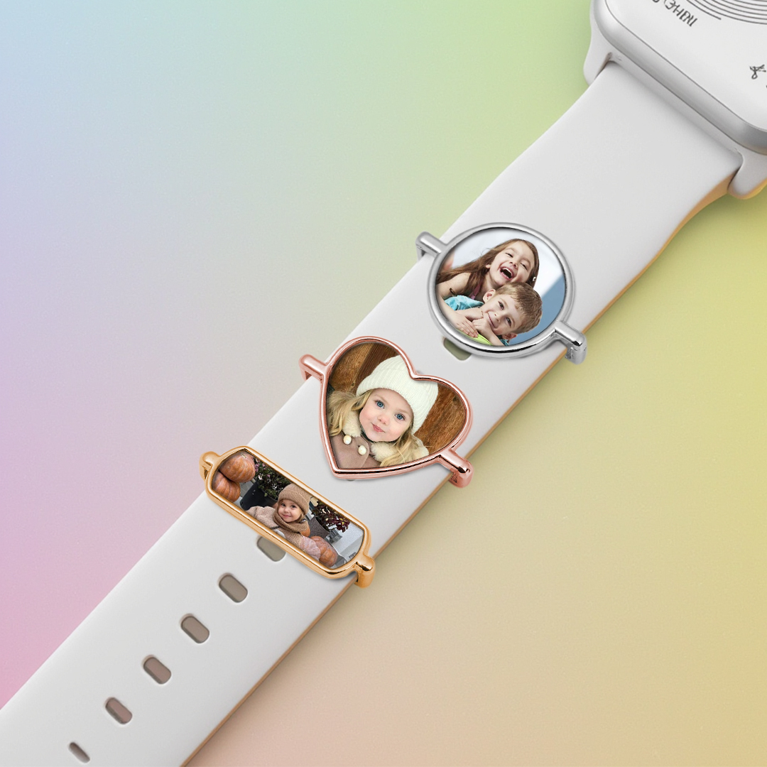 Gifts for Kids Custom Photo Engraved Watch Strap Charm Personalized Smartwatch Beaded Accessory Photo Apple Watch Charms