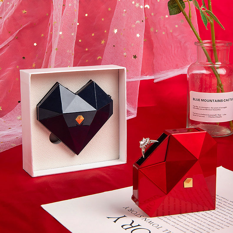 Ring Box Heart Shaped Gift Box Mechanical Surprise Ring Box for Proposal Surprise Jewelry Box Magical Pop-Up Ring Surprise Box