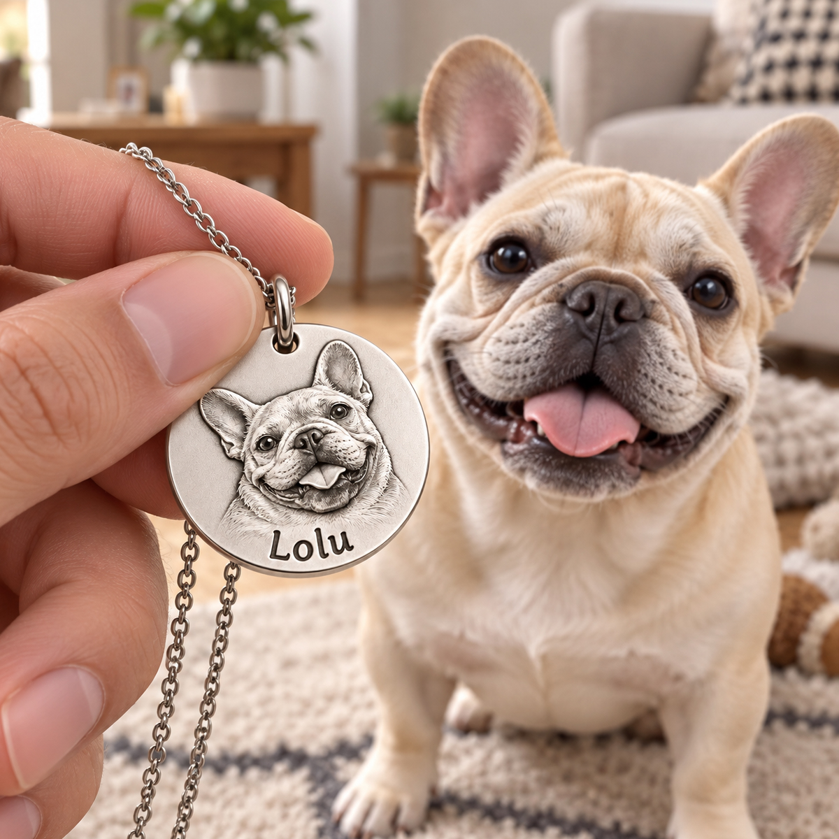 Personalized 925 Sterling Silver 3D Relief Pet Photo Coin Necklace Custom  Pet Portrait Coin Medallion Gift For Pet Lovers