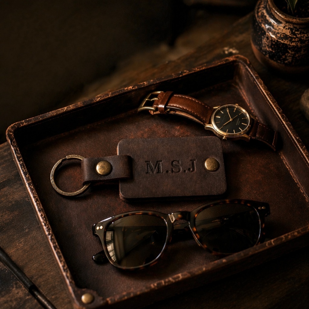Personalized Inscription Leather Photo Keychain Custom Text Multi Picture Keyring Father's Day Gift for Best Dad Ever