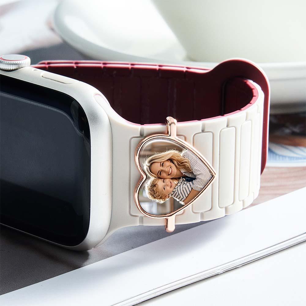 Custom Photo Engraved Watch Strap Charm - Personalized Smartwatch Beaded Accessory