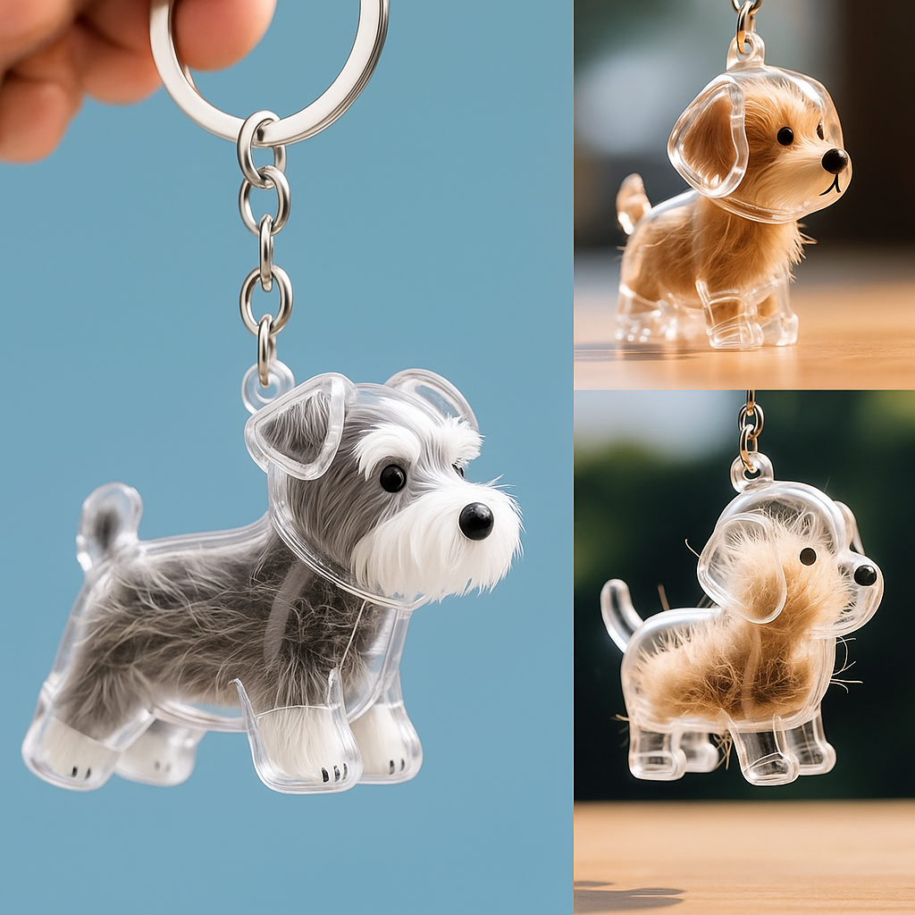 Pet Hair Keepsake Keychain Clear Dog Fur Memory Capsule Charm for Pet Lovers