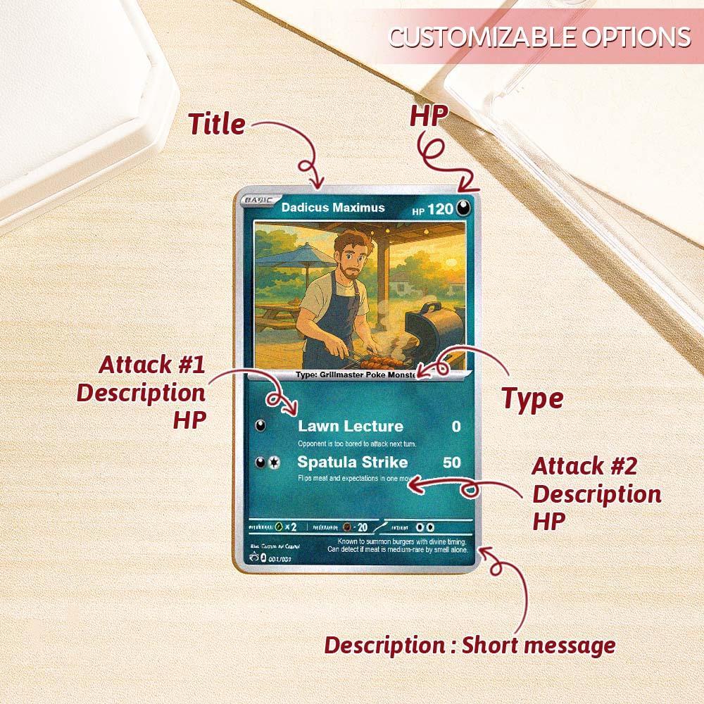 Father's Day Gifts Custom POKE Card for Dad - Personalized Pokémon-Style Portrait - Fun and Thoughtful Father’s Day Gift