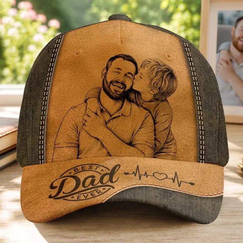 Personalized Photo Cap Custom Name Text Classic Baseball Hat Father's Day Gift for Best Dad Ever