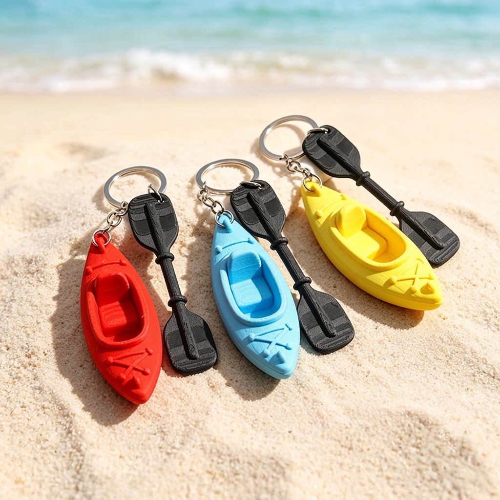3D Printed Kayak Paddle Keychain Mini Kayaking Boat Keyring Gift for Kayakers