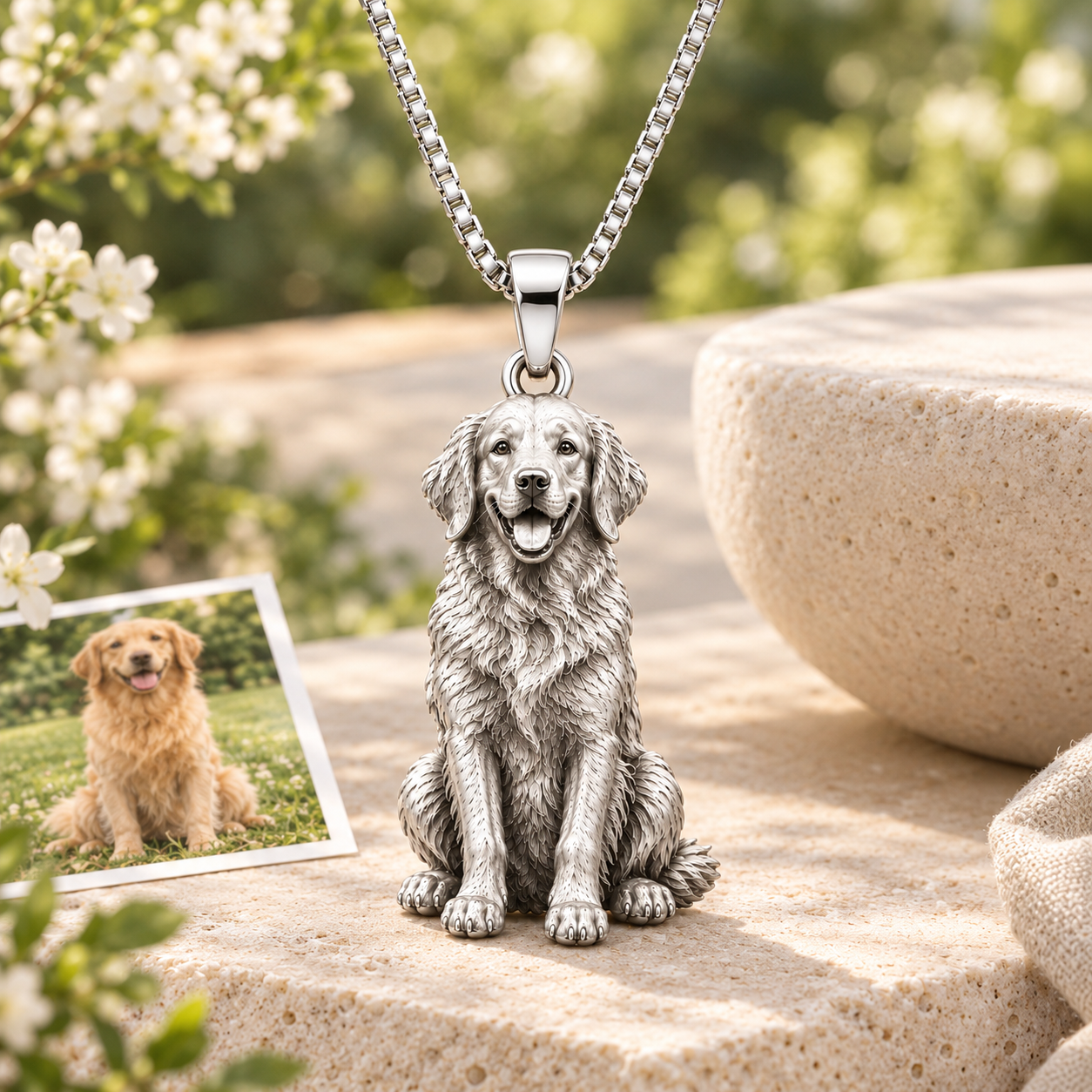 Personalized S925 Sterling Silver 3D Sculpted Pet Photo Necklace Custom Pet Relief Pendant Unique Dog Cat Memorial Jewelry Gift for Pet Lovers