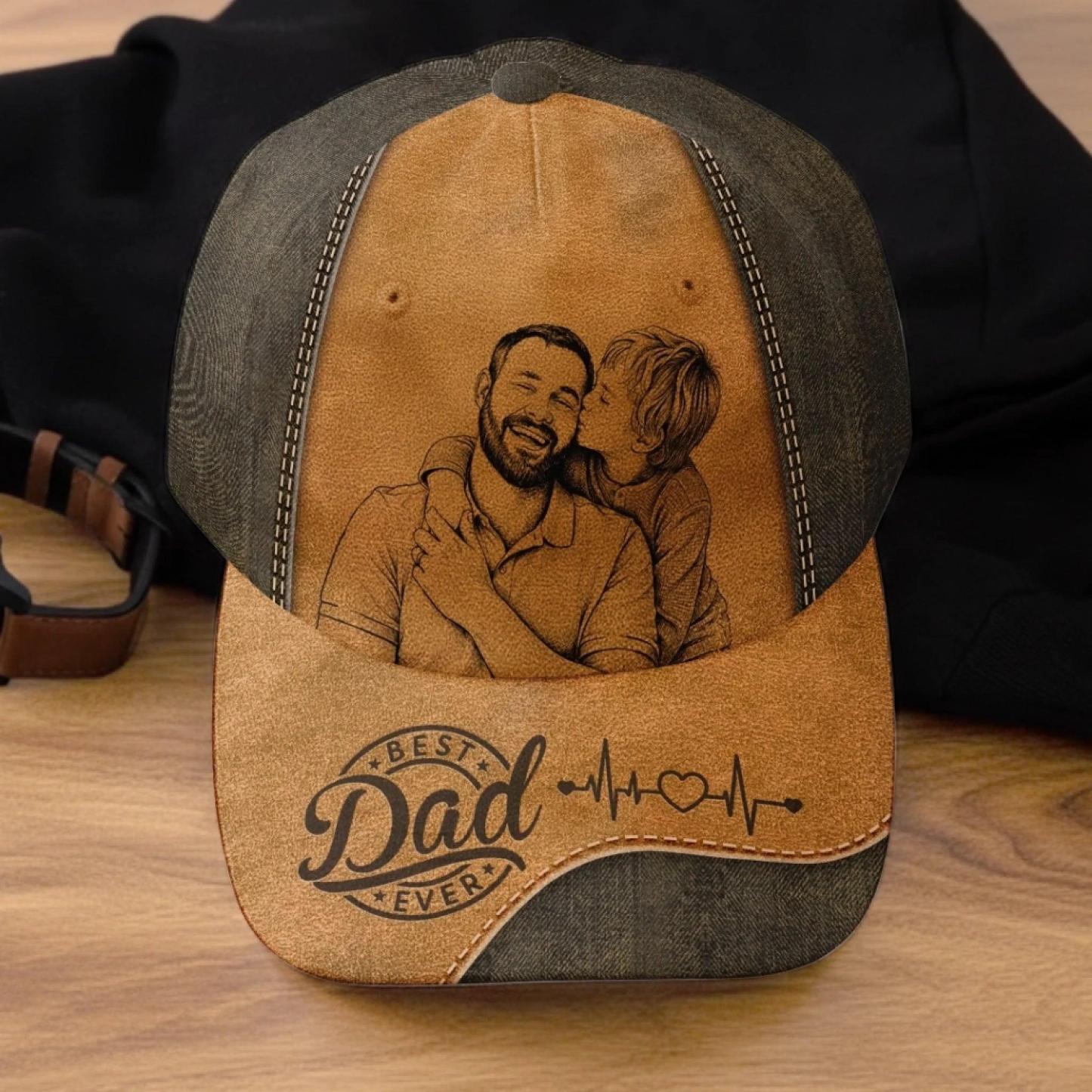Personalized Photo Cap Custom Name Text Classic Baseball Hat Father's Day Gift for Best Dad Ever