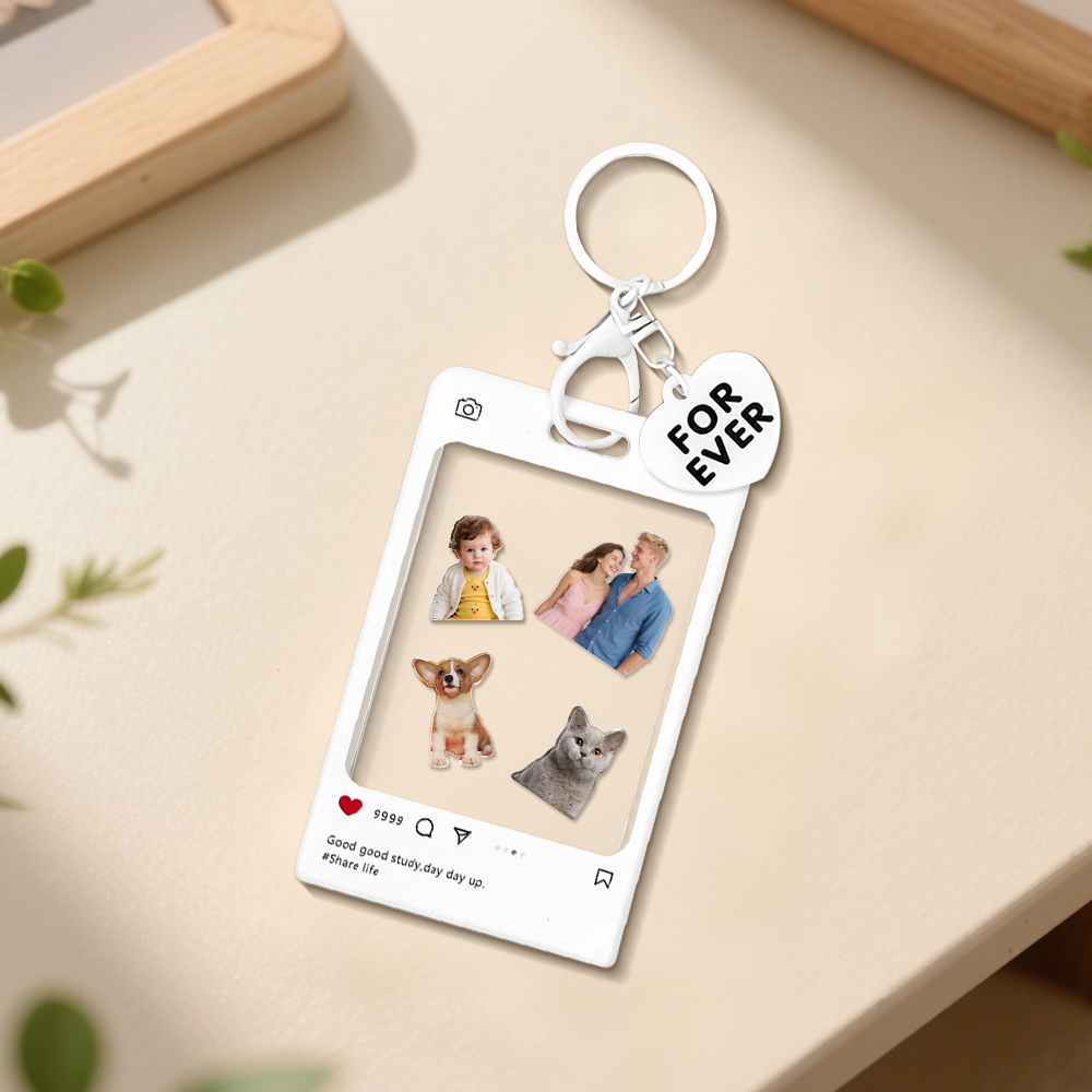 Personalized Photo Shaker Keychain Custom Social Media Photo Gift Unique Custom Photo & Text Keychain Gifts for Family