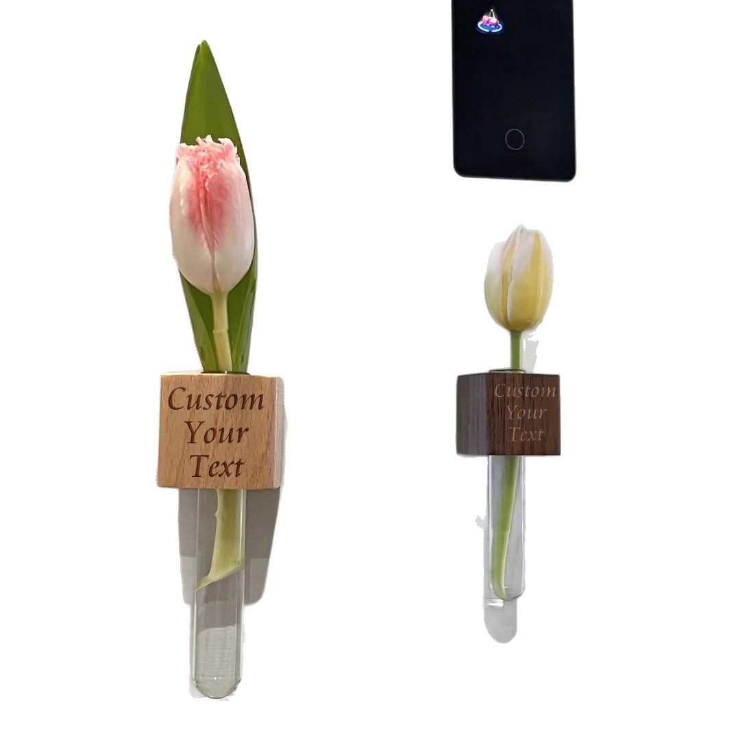 Customized Solid Wood Refrigerator Magnet Personalized Magnetic Flower-Growing Refrigerator Magnet Customized Wooden Refrigerator Magnet With Flower Inserts