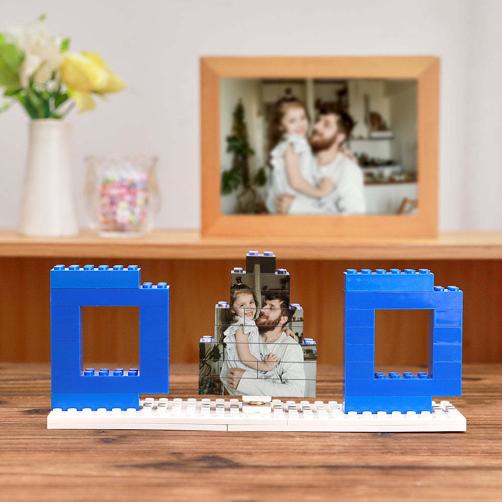 Father's Day Gifts Custom Photo Building Bricks Puzzles Photo Blocks Rotatable Photo
