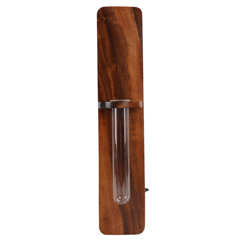 Wooden Wall Decor Vase – Nail-Free Hydroponic Tube Flower Holder for Hydroponic Plants & Flowers