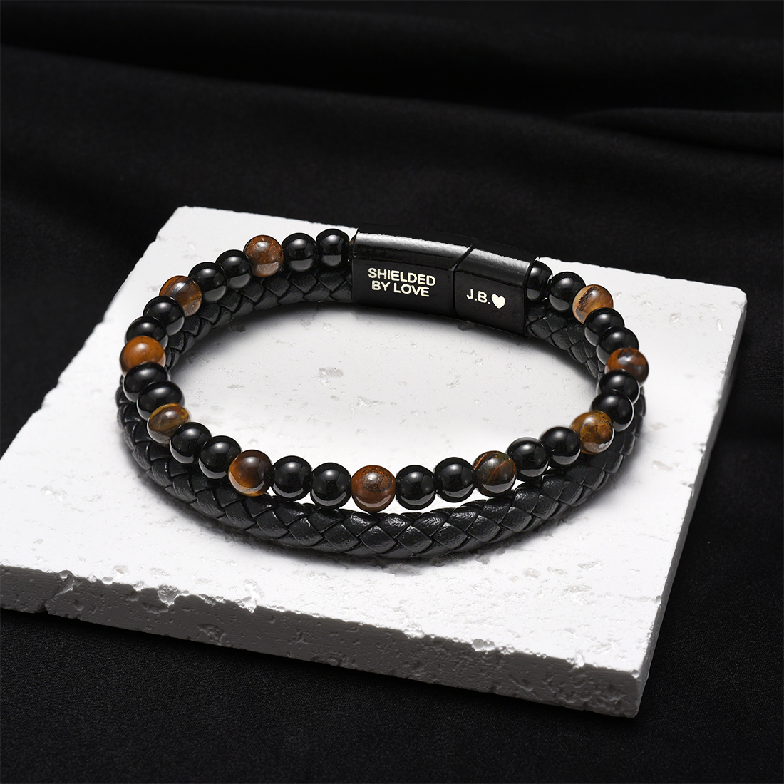 Peronalized Name Bracelet The Guardian Son's Tiger Eye Bracelet Set